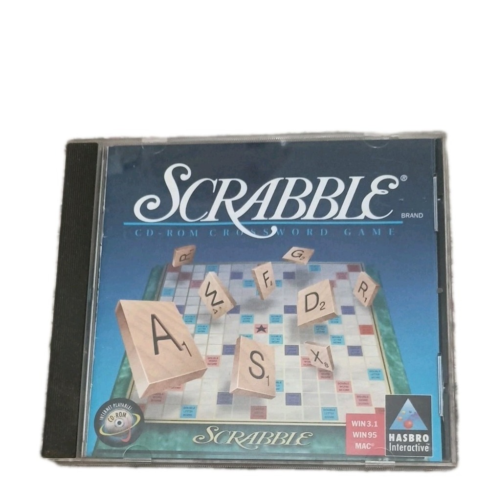 Scrabble CD-Rom Crossword Game Vintage 1996 Hasbro For Windows 95/3.1 Mac
